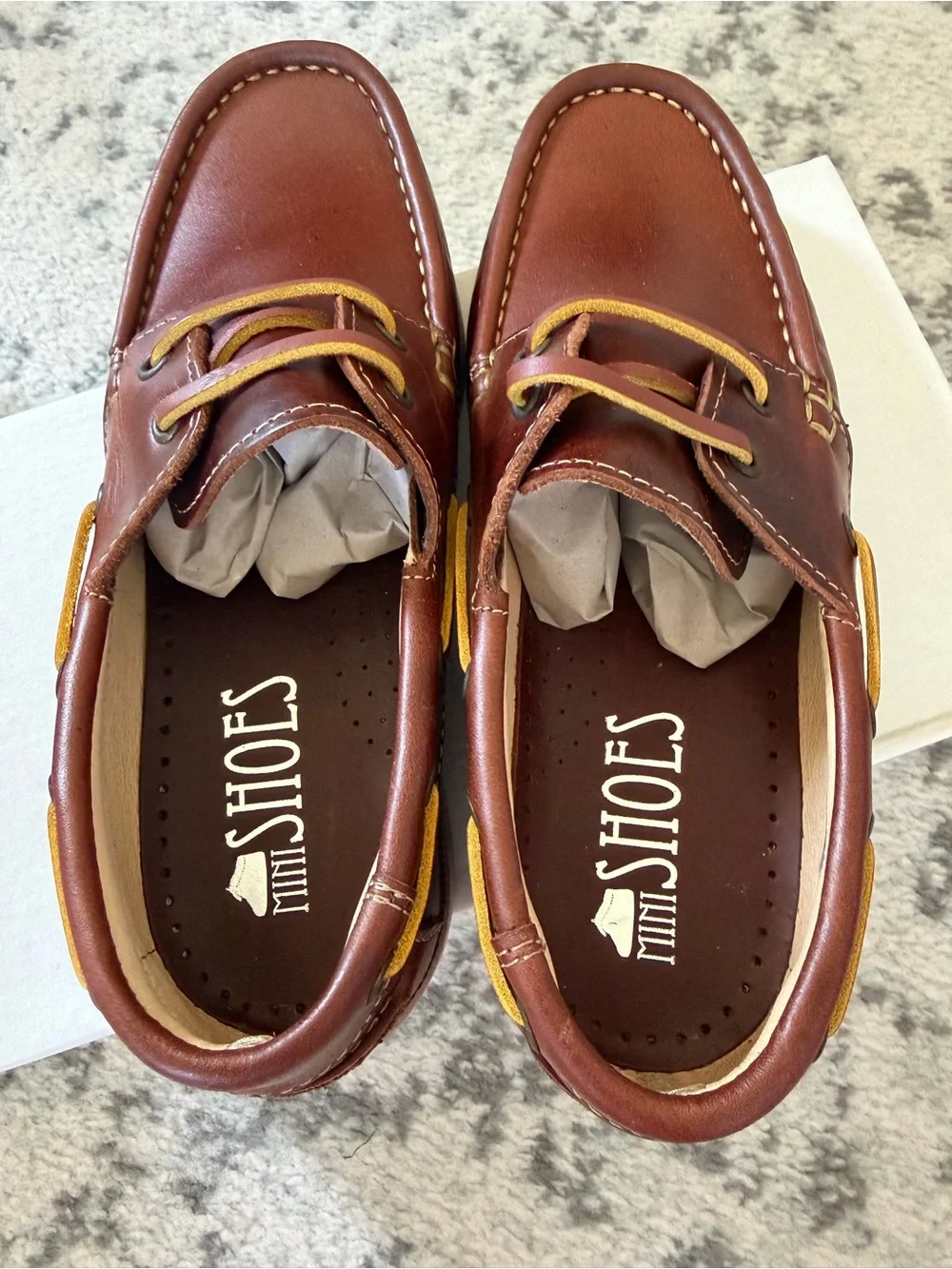 Mini shoes kids brown leather boat shoes EU 34 handmade in Spain